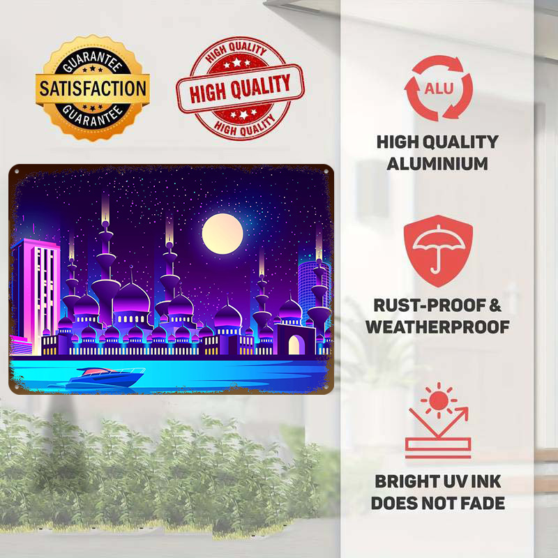 Poster Logam Synthwave Neon Ci - Home Office Dubai ulasan dan harga
