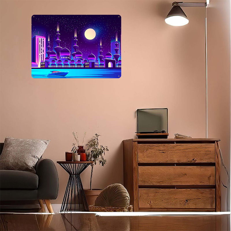 Poster Logam Synthwave Neon Ci - Home Office Dubai ulasan dan harga